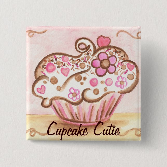 Pink Cupcake Cutie Button (Front)