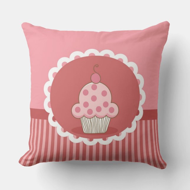 Pink Cupcake Design Cushion (Front)