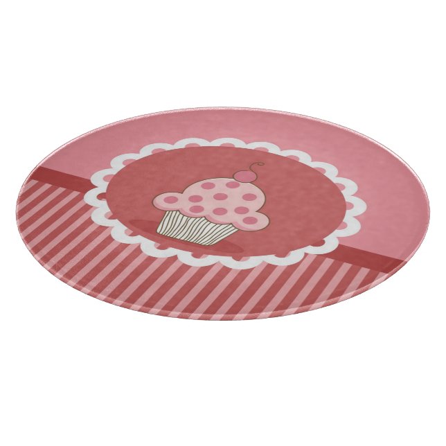 Pink Cupcake Design Cutting Board (Corner)