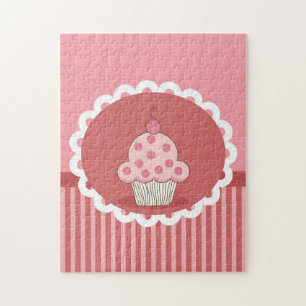 Pink Cupcake Design Jigsaw Puzzle