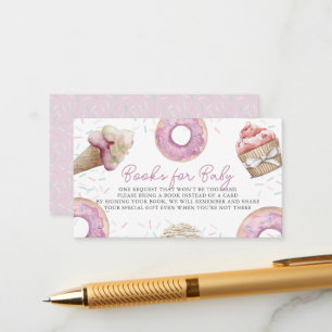 Pink Cupcake & Donut Baby Shower Book Request Enclosure Card