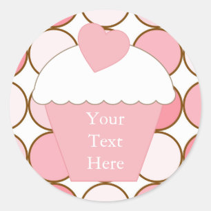 Pink Cupcake Dots Classic Round Sticker