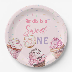 Pink Cupcake & Doughnut Birthday Paper Plates