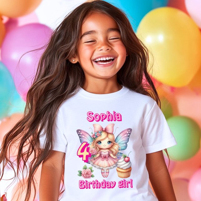 Pink cupcake fairy butterfly birthday  T-Shirt (Creator Uploaded)