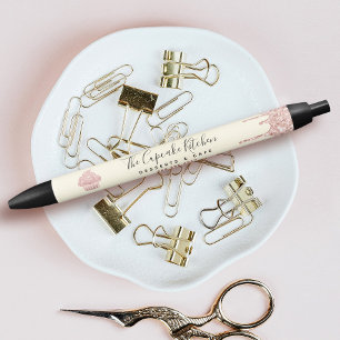 Pink Cupcake Glitter Drips Bakery Pastry Chef Gold Black Ink Pen