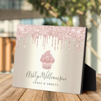 Pink Cupcake Glitter Drips Bakery Pastry Chef Gold