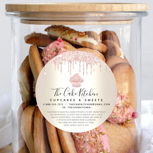 Pink Cupcake Glitter Drips Gold Bakery Chef Legal Classic Round Sticker (Creator Uploaded)