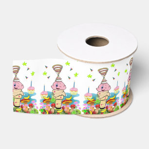 Pink Cupcake Happy Birthday Ribbon Grosgrain Ribbon