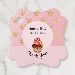 Pink Cupcake Happy Birthday Thank You Favour Tags