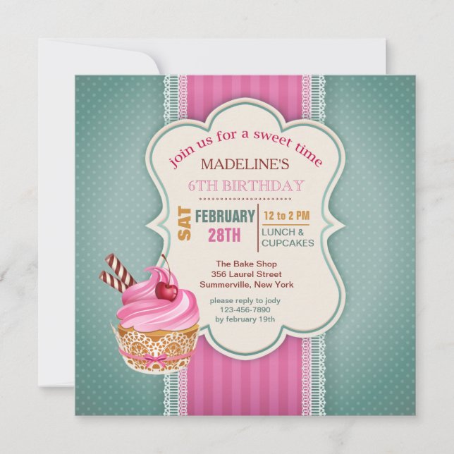 Pink Cupcake Invitation (Front)