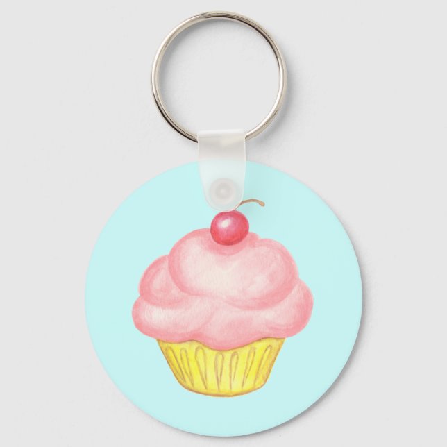 Pink Cupcake Keyring (Front)