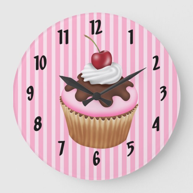 Pink Cupcake Large Clock (Front)