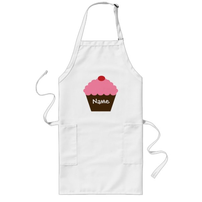 Pink Cupcake Love Long Apron (Front)