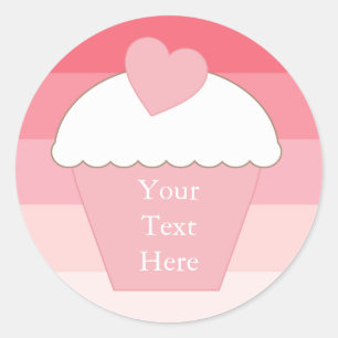 Pink Cupcake Ombre Classic Round Sticker