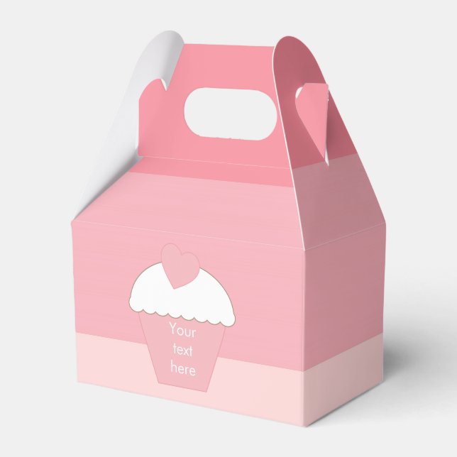 Pink Cupcake Ombre Stripes Favour Box (Front Side)