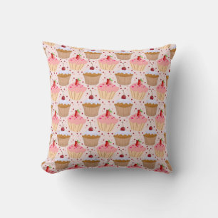 Pink Cupcake Pattern Cushion