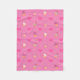 Pink Cupcake Pattern Fleece Blanket