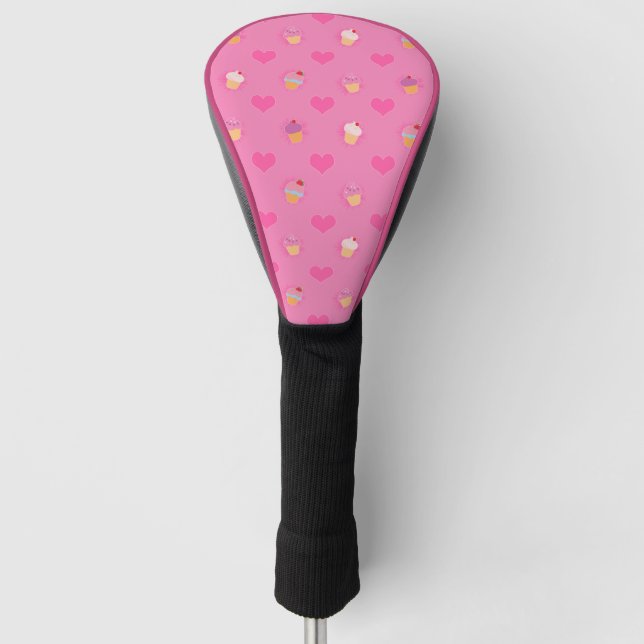 Pink Cupcake Pattern Golf Head Cover (Front)