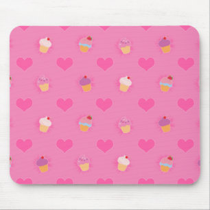 Pink Cupcake Pattern Mouse Pad