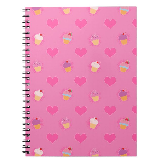 Pink Cupcake Pattern Notebook (Front)