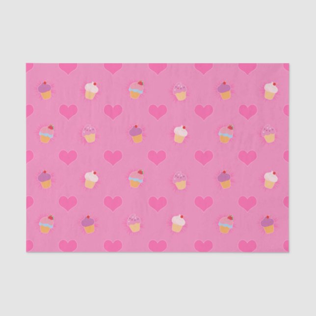 Pink Cupcake Pattern Tissue Paper (Front)