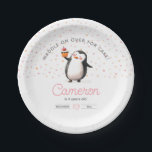 Pink cupcake penguin girl's birthdayPaper Plate<br><div class="desc">Add a touch of whimsy and charm to your birthday celebration with our Cupcake Penguin Celebration paper plates. Adorned with our loveable penguin friend proudly presenting a delicious cupcake amidst a backdrop of pink and orange confetti, these plates bring joy to any party table. The playful text 'waddle on over...</div>
