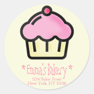 Pink Cupcake - Personalised Bakery Stickers