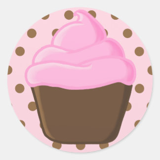 Pink Cupcake & Polka Dots Sticker