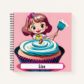 Pink Cupcake Princess, With Customisable Nametag Notebook