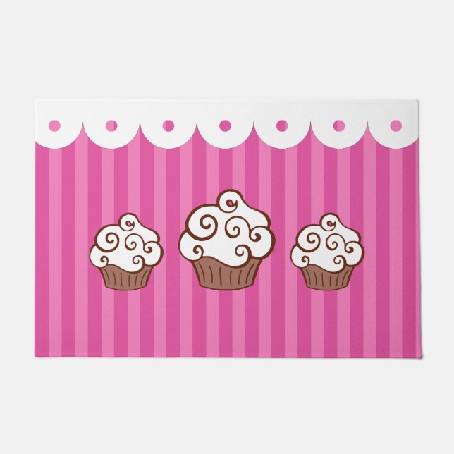 Pink Cupcake Rug Doormat  (Front)