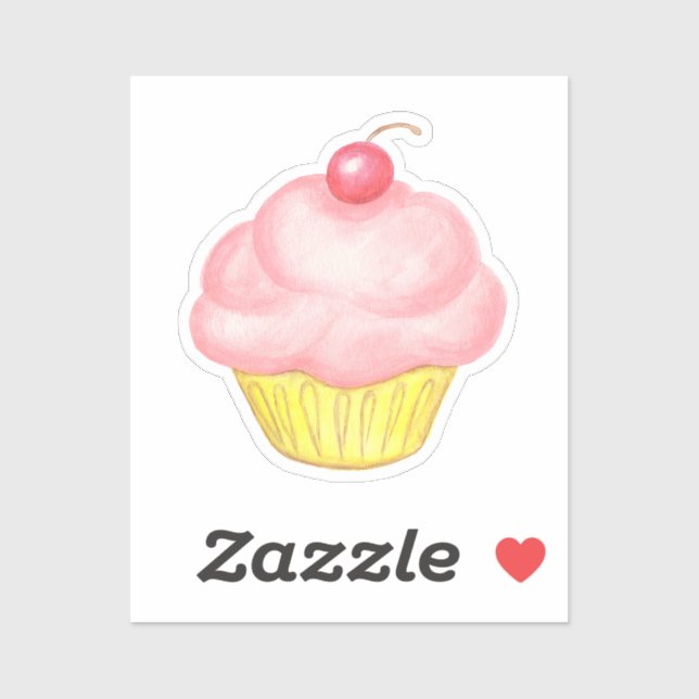 Pink Cupcake Sticker (Sheet)