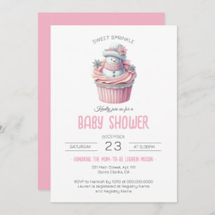 Pink Cupcake Sweet Sprinkle Girl Baby Shower Invitation