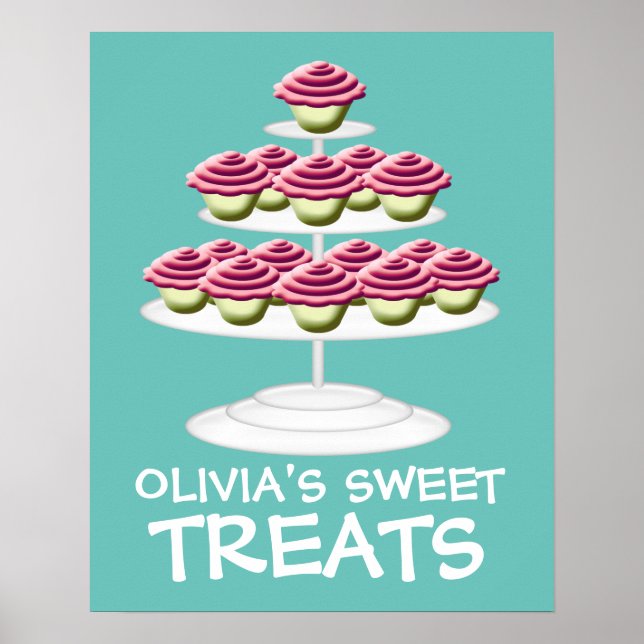 Pink Cupcake Tower Sweet Treats Sign (Front)
