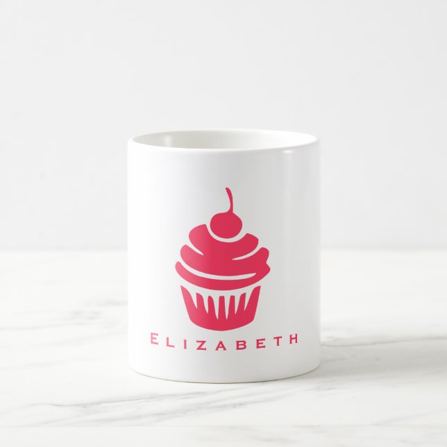 Pink Cupcake with Cherry On Top Coffee Mug (Center)