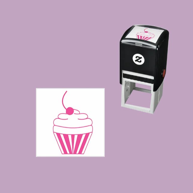 PINK CUPCAKE with cherry on top Self-inking Stamp (Creator Uploaded)