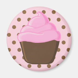 Pink Cupcake with Pink Polka Dots Magnet