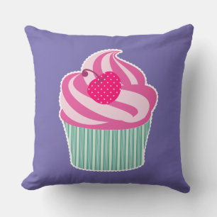 Pink Cupcake WIth Polka Dot Cherry Cushion