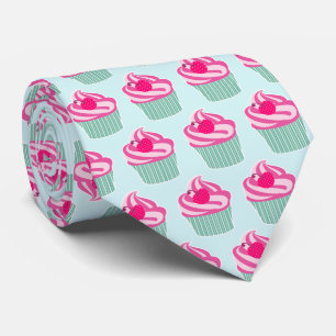 Pink Cupcake WIth Polka Dot Cherry Tie
