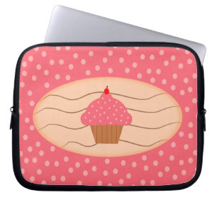 Pink Cupcake with Polka Dots Laptop Sleeve