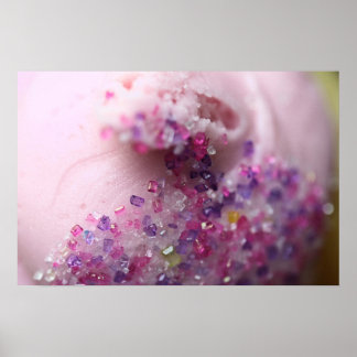 Pink cupcake with sugar photo poster