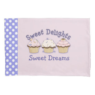 Pink Cupcakes and Polka Dots Pillow Case