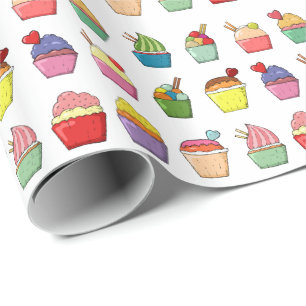Pink Cupcakes Birthday Wrapping Paper