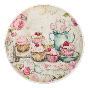 Pink Cupcakes Ceramic Knob