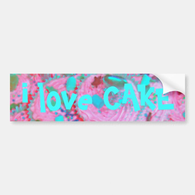Pink Cupcakes 'I love cake' bumper sticker (Front)