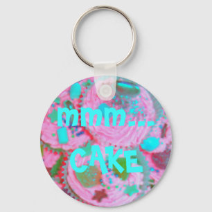 Pink Cupcakes 'mmm... CAKE' keychain