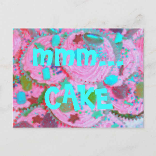 Pink Cupcakes 'mmm... CAKE' postcard (Front)