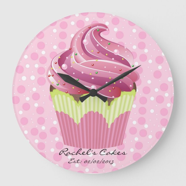 Pink Cupcakes Tasty Sweets Clock (Front)