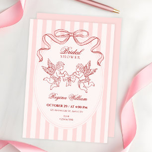 Pink Cupid angel bridal shower Invitation