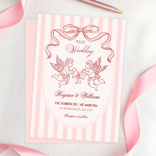 Pink Cupid angel wedding  Invitation