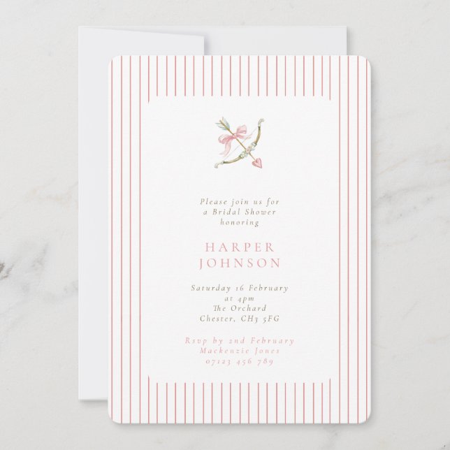Pink Cupid Arrow Lovestruck Bridal Shower Invitation (Front)